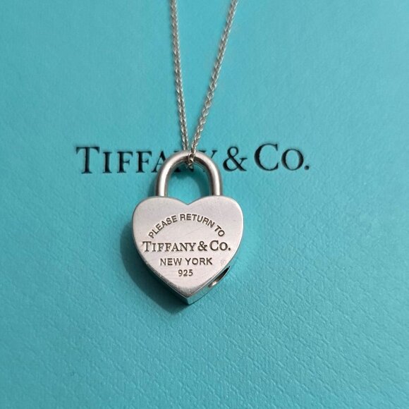 Tiffany & Co. Heart Lock Necklace On 16" Chain - Picture 4 of 5